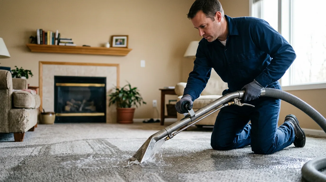 Water damage restoration technician working near South Holland, IL